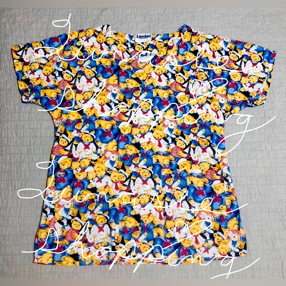 Landau vintage bear scrub top